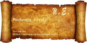 Medvegy Ernő névjegykártya